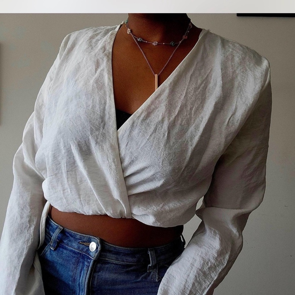 Zara White Wrap Blouse